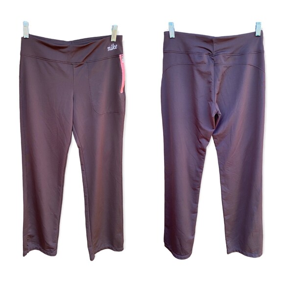 Vintage Nike Brown Pink Training Pants Women’s Size Small S Y2K Stretchy Warm Up - Picture 1 of 9